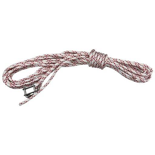[03-130179] Main Halyard - 8mm x 36 FT VPC Red Fleck w/ Ronstan Shackle #RF1033 Spliced one end, Whip other end