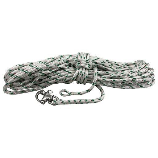 [03-140111] Jib/Spin Halyard 3/8" x 80 Ft  Sta-Set Green Fleck Snap Shackle One End, Flemish Eye Other End