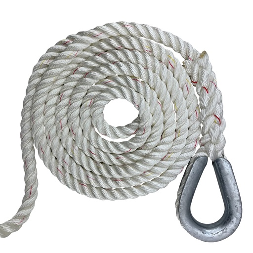 Anchor Line - New England Ropes - Nylon 3-Strand - Spliced Thimble Included